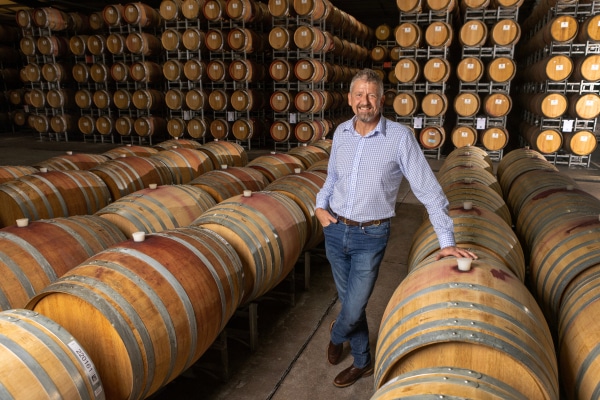 Seeley Managing Director, Jon Seeley, in a large barrel hall where Climate Wizard has been installed.