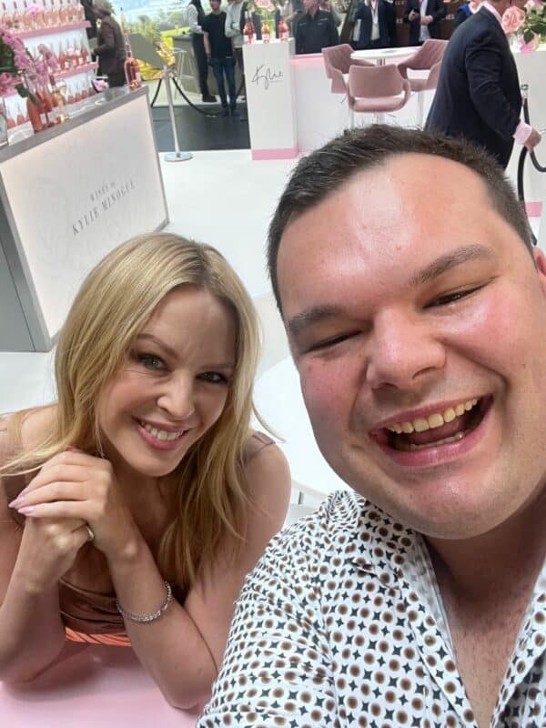 Groote Post's Peter Pentz poses with pop legend Kylie Minogue.